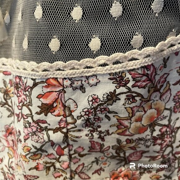 Atmosphere Delicate Floral Midi Dress Sweetheart Mesh Dot Illusion Neckline - Picture 5 of 13